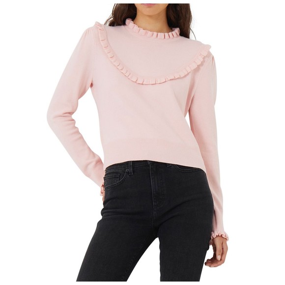 French Connection Pink Ultramarine Ruffle Trim Sweater Size Medium NEW $98 - Picture 10 of 10